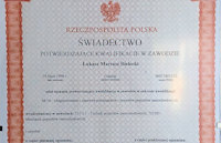 Świadectwo potwierdzające kwalifikacje w zawodzie